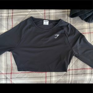 Gymshark long sleeve training black crop top M